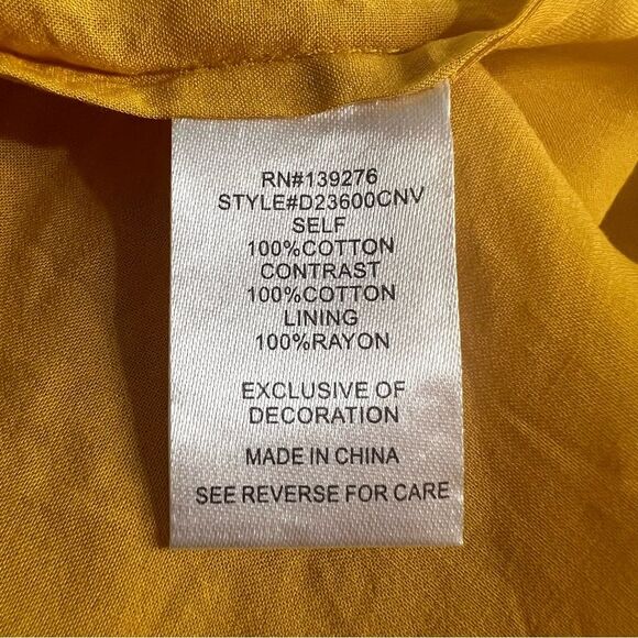 Daniel Rainn Eyelet Babydoll Top Womens Large Gold Yellow Tank Pullover Blouse - Picture 9 of 10